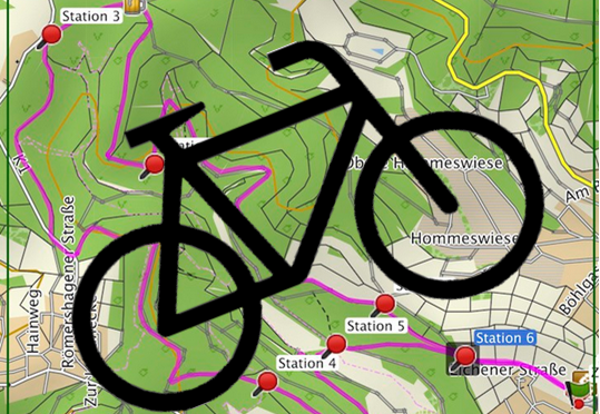 Kart der Jungscharfahrradralley 2016 mit Symbol-Fahrrad