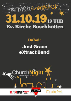 Plakat der Church Night in Buschhütten am 31.10.2019
