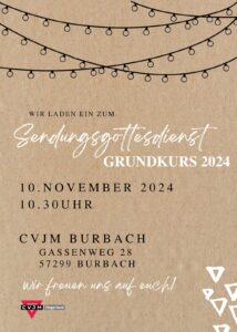 Segnungsgottesdienst-CVJM-Grundkurs-2024 am 10.Novermber 2024 um 10.30 beim CVJM Burbach.